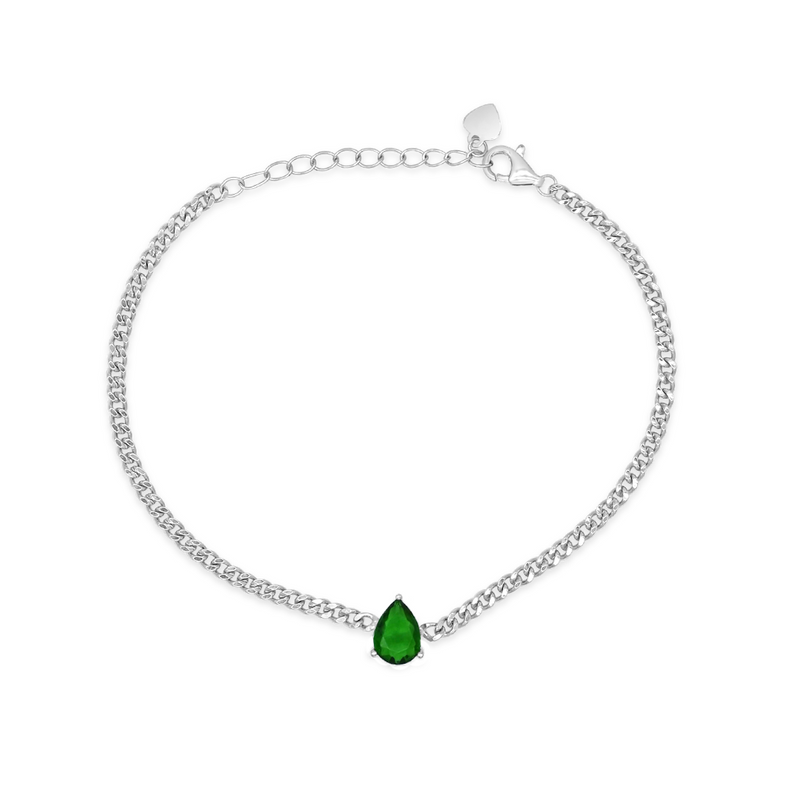 GOURMET PEAR STONED SILVER BRACELET