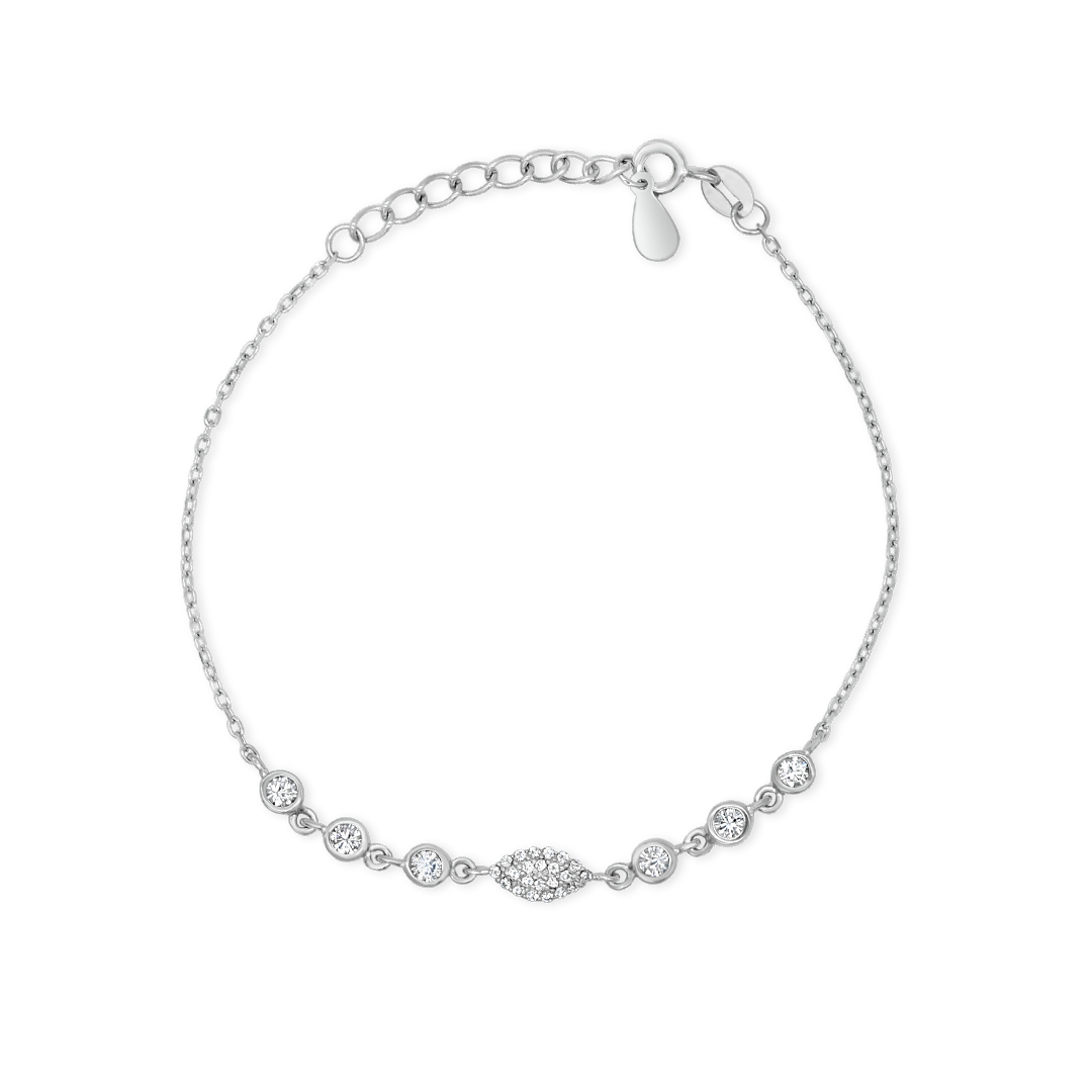 STONED MARQUISE SILVER BRACELET