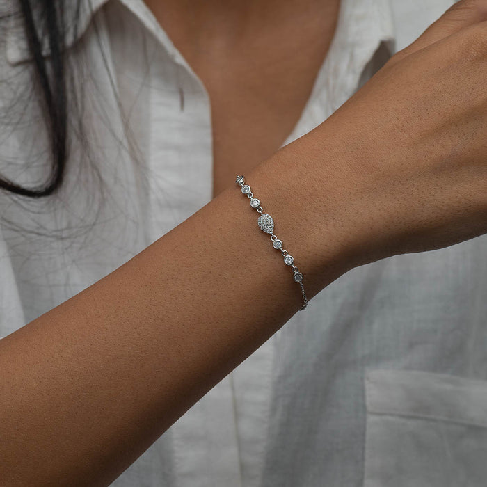 PEAR STONED SILVER BRACELET