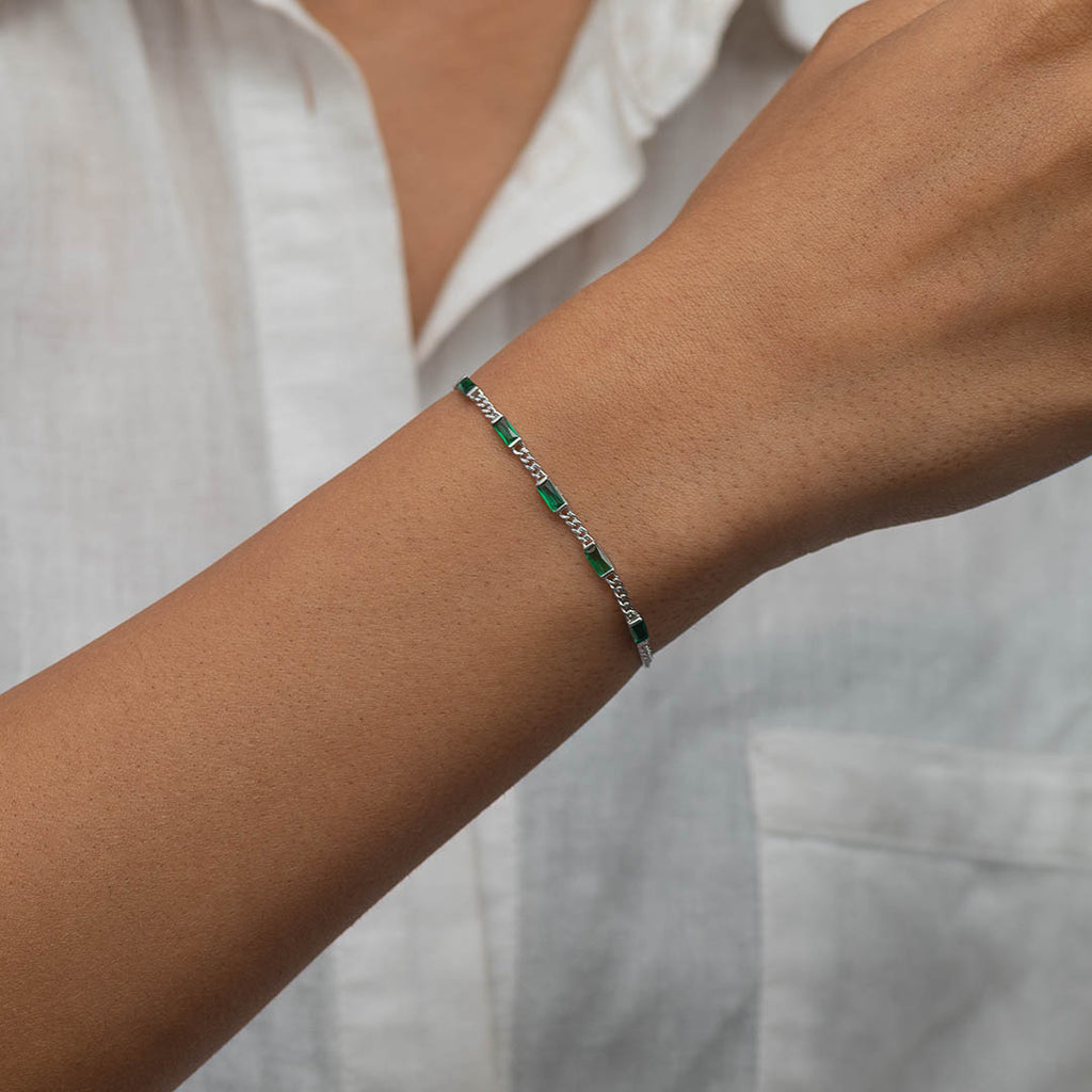 GOURMET BAGUETTE STONED SILVER BRACELET – Marly Silver