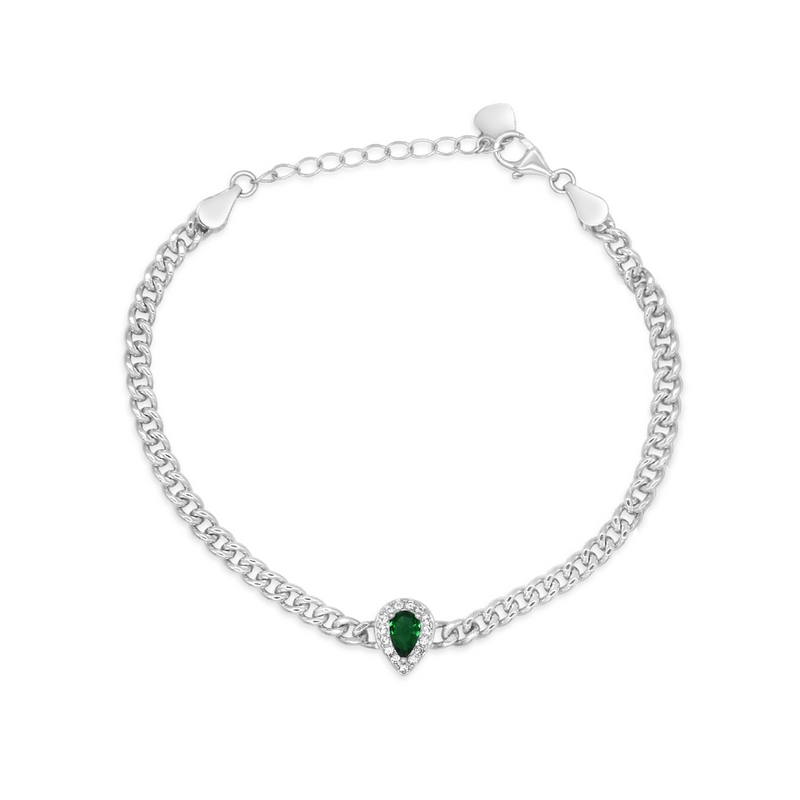 GOURMET PEAR STONED SILVER BRACELET