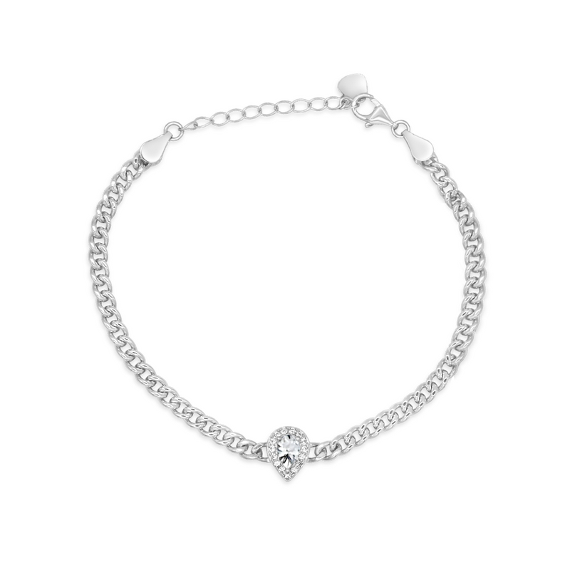 GOURMET PEAR STONED SILVER BRACELET