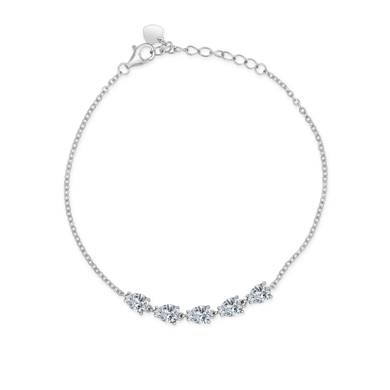 ELEGANT LINE OF PEARS SILVER BRACELET