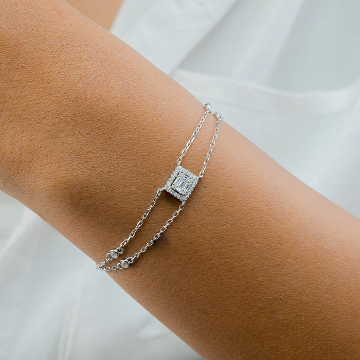 EMERALD CUT SILVER BRACELET