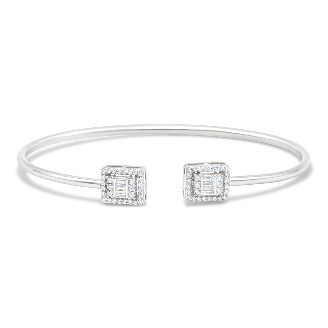 OPEN BAGUETTE PLAIN SILVER BANGLE