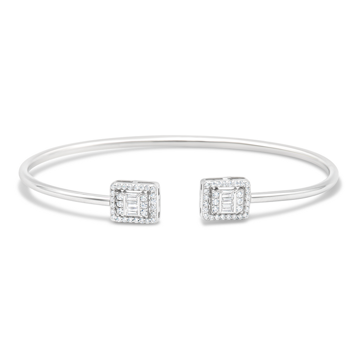 OPEN BAGUETTE PLAIN SILVER BANGLE