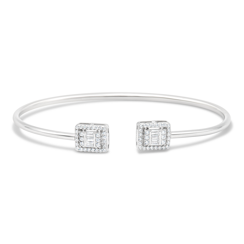 OPEN BAGUETTE PLAIN SILVER BANGLE