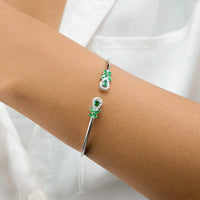 PEAR & MARQUISE SILVER BANGLE