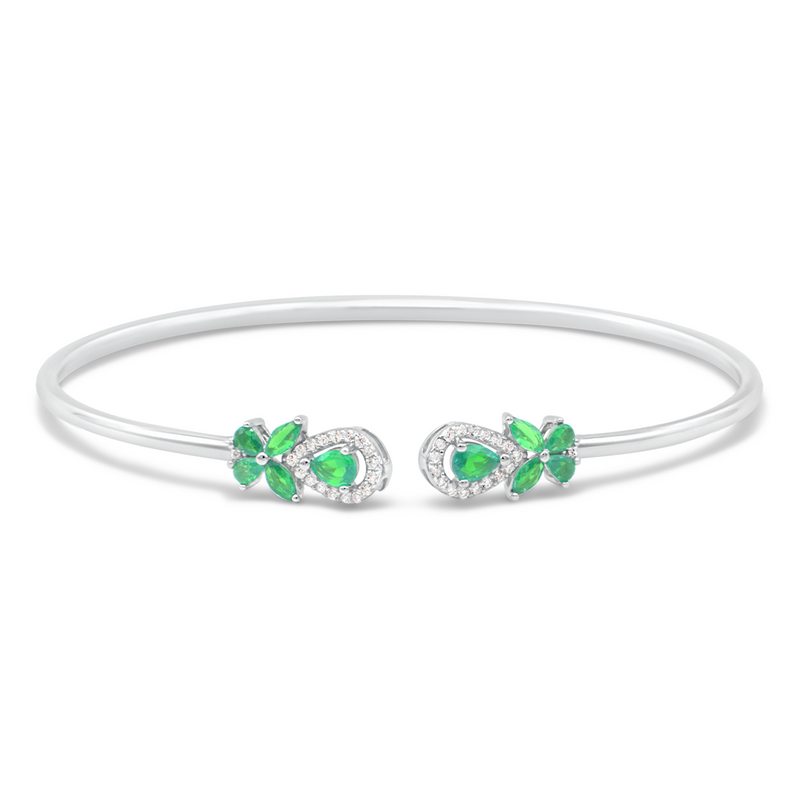 PEAR & MARQUISE SILVER BANGLE