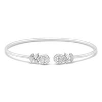 PEAR & MARQUISE SILVER BANGLE