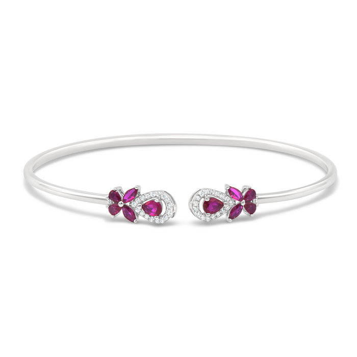 PEAR & MARQUISE SILVER BANGLE