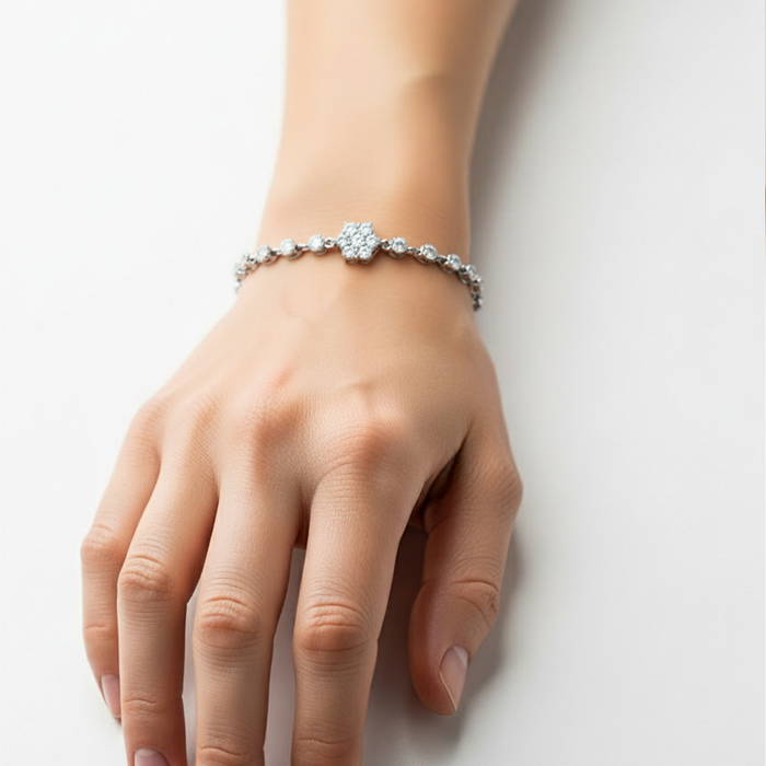 FLOWER SHAPED SILVER BRACELET