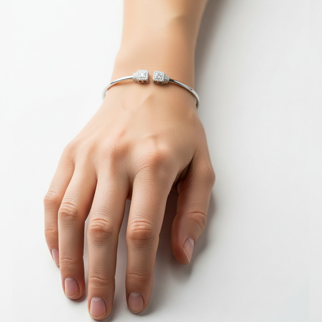 TINY SQUARE SILVER BANGLE