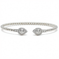 BEADED PEAR SHAPE SILVER BANGLE