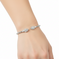 BEADED PEAR SHAPE SILVER BANGLE