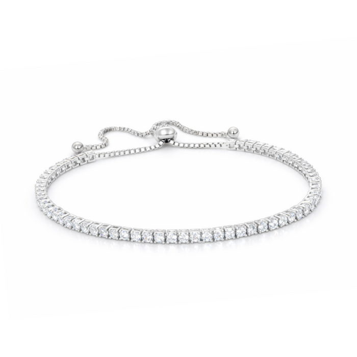 ADJUSTABLE FULL ROUND TENNIS SILVER BRACELET