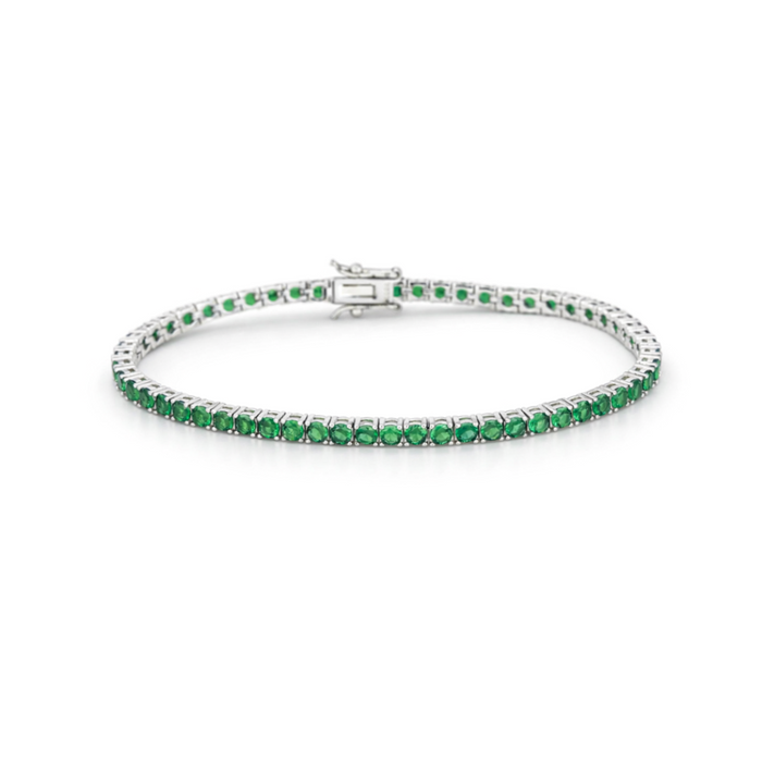 COLORED FULL ROUND TENNIS SILVER BRACELET