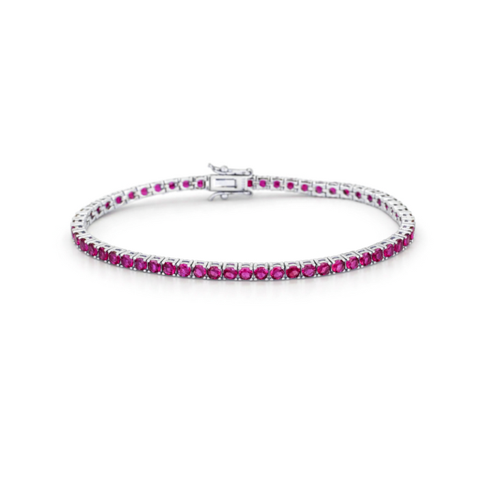 COLORED FULL ROUND TENNIS SILVER BRACELET