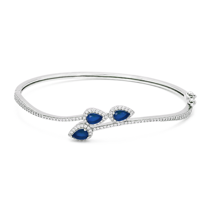 TRIPLE PEAR STONED SILVER BANGLE