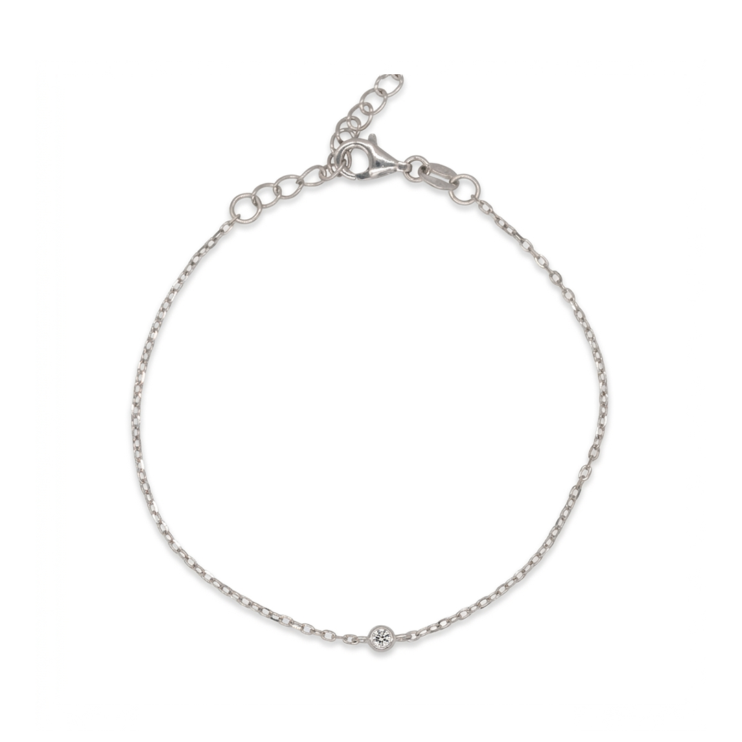 TINY ONE STONED SILVER BRACELET