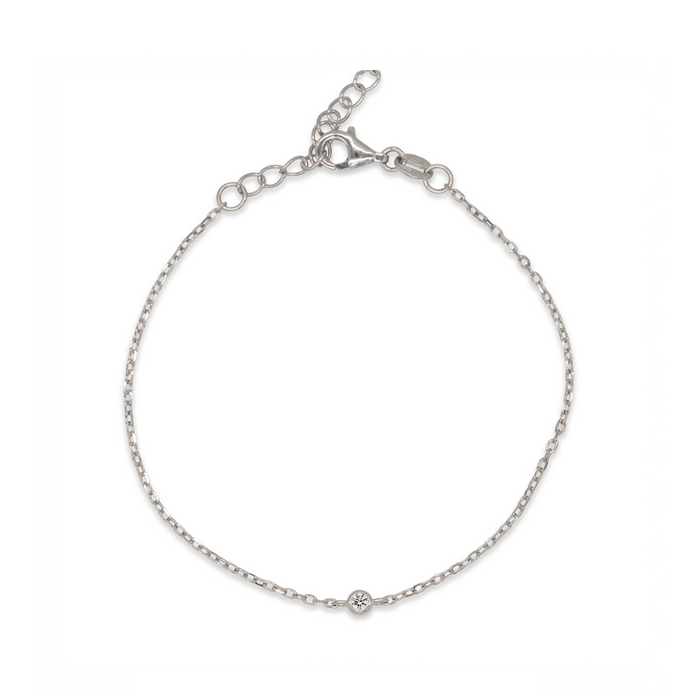 TINY ONE STONED SILVER BRACELET