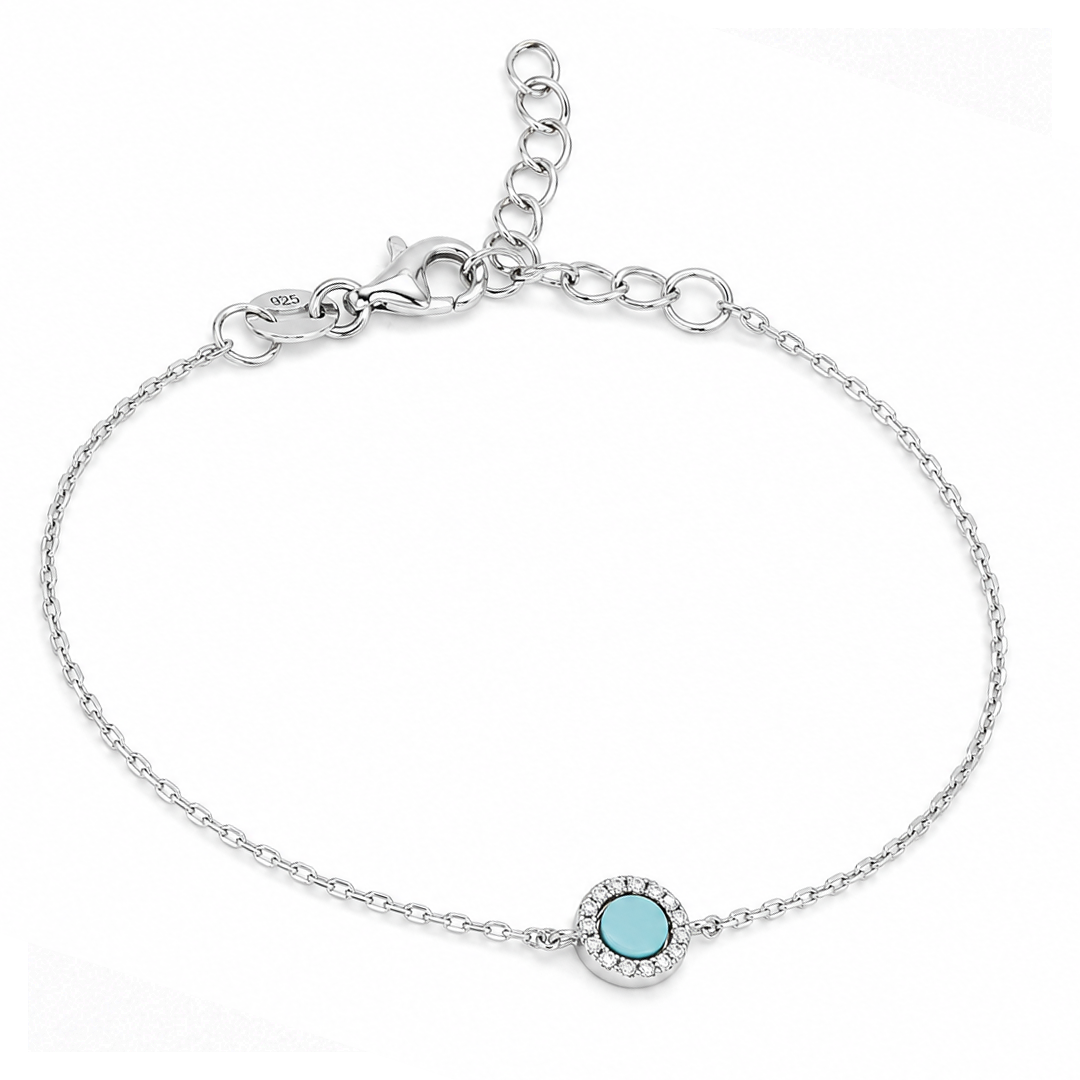 FRAMED ROUND SHELL SILVER BRACELET