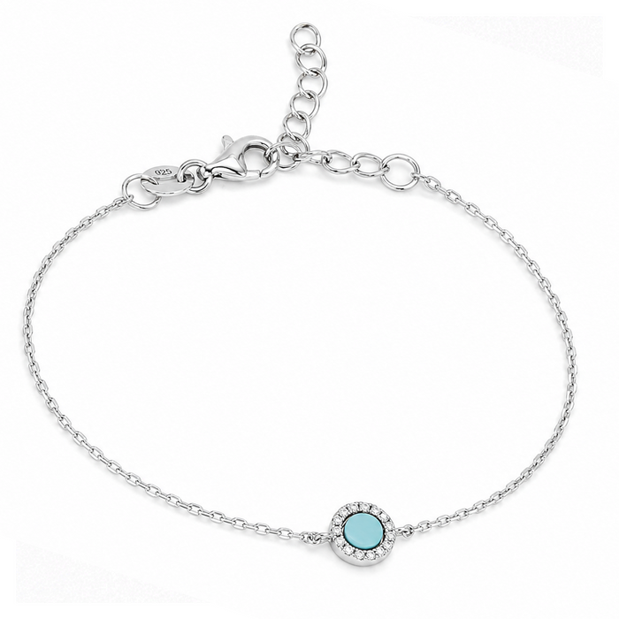 FRAMED ROUND SHELL SILVER BRACELET