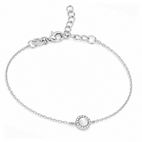 FRAMED ROUND SHELL SILVER BRACELET