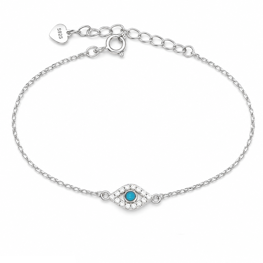 EVIL EYE SHAPED SILVER BRACELET