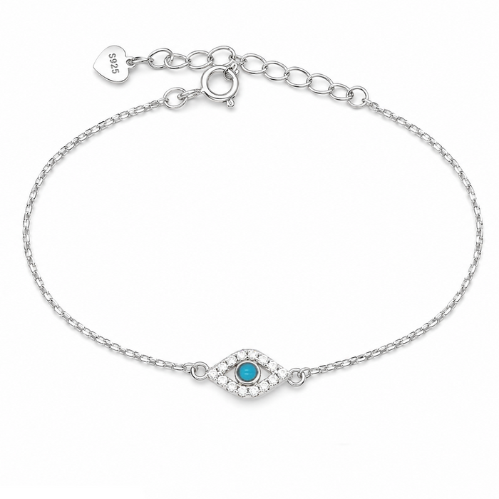 EVIL EYE SHAPED SILVER BRACELET