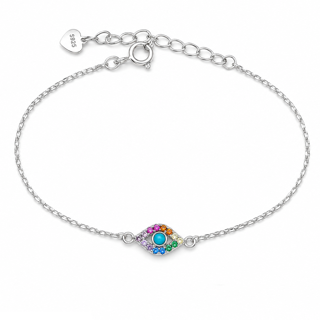 EVIL EYE SHAPED SILVER BRACELET