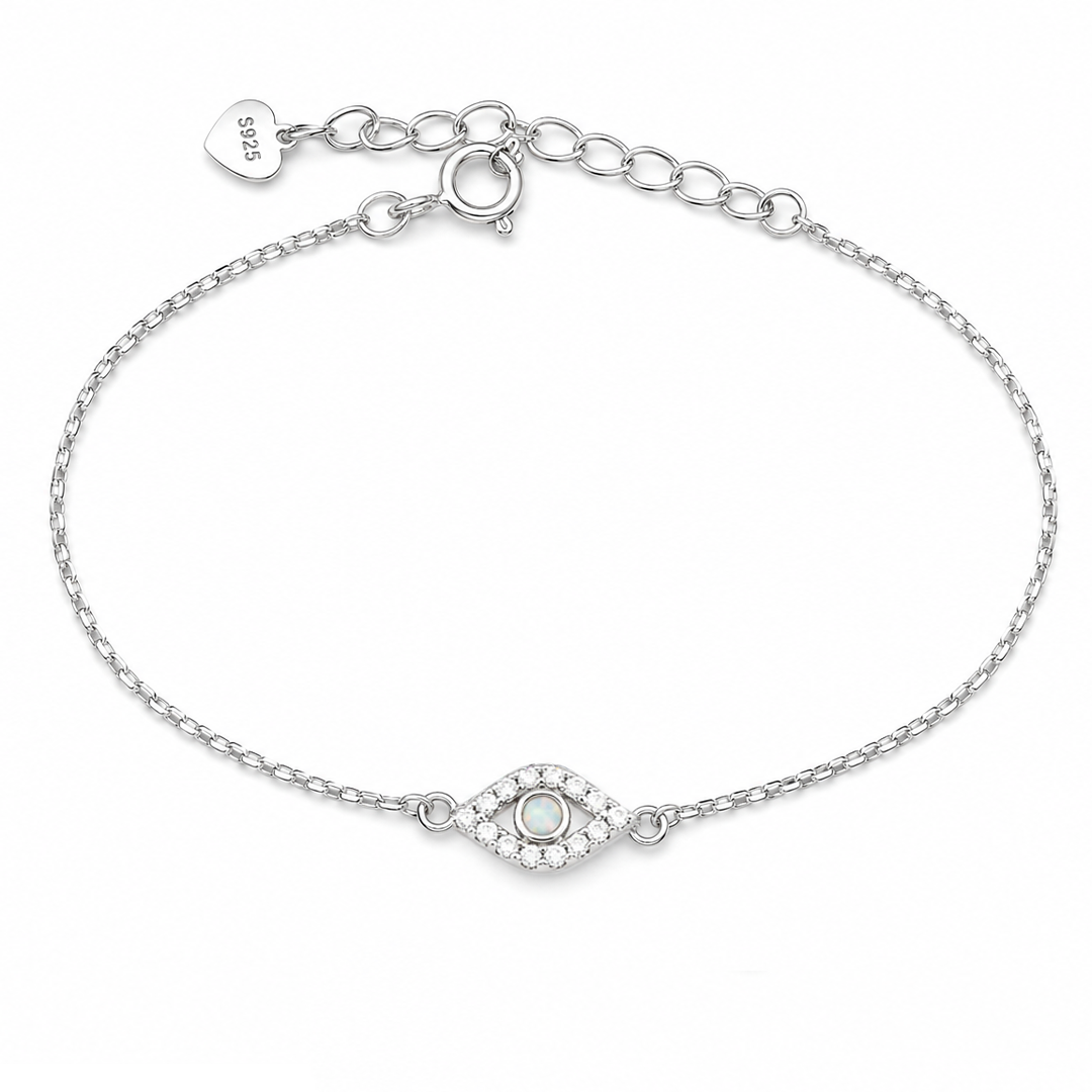EVIL EYE SHAPED SILVER BRACELET