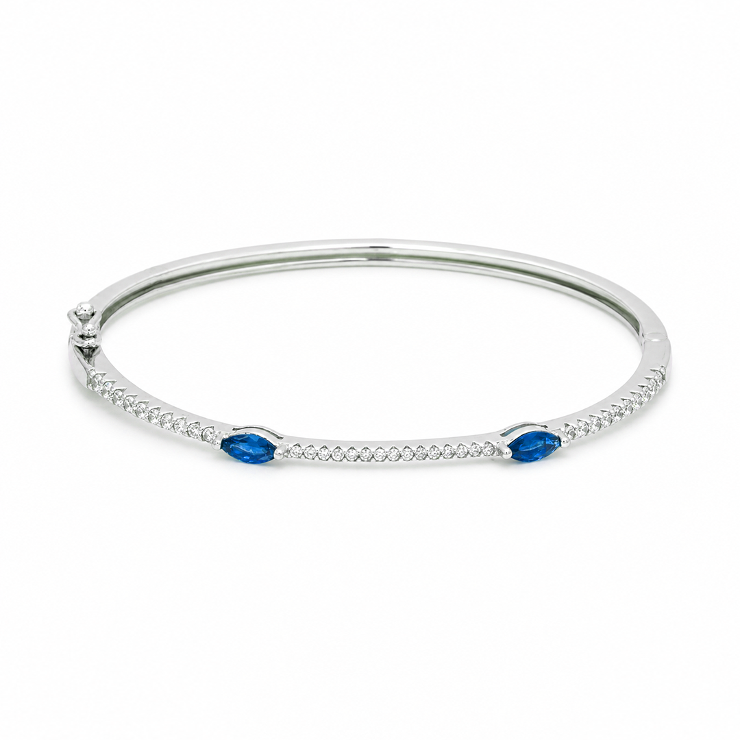 MARQUISE STONED SILVER BANGLE