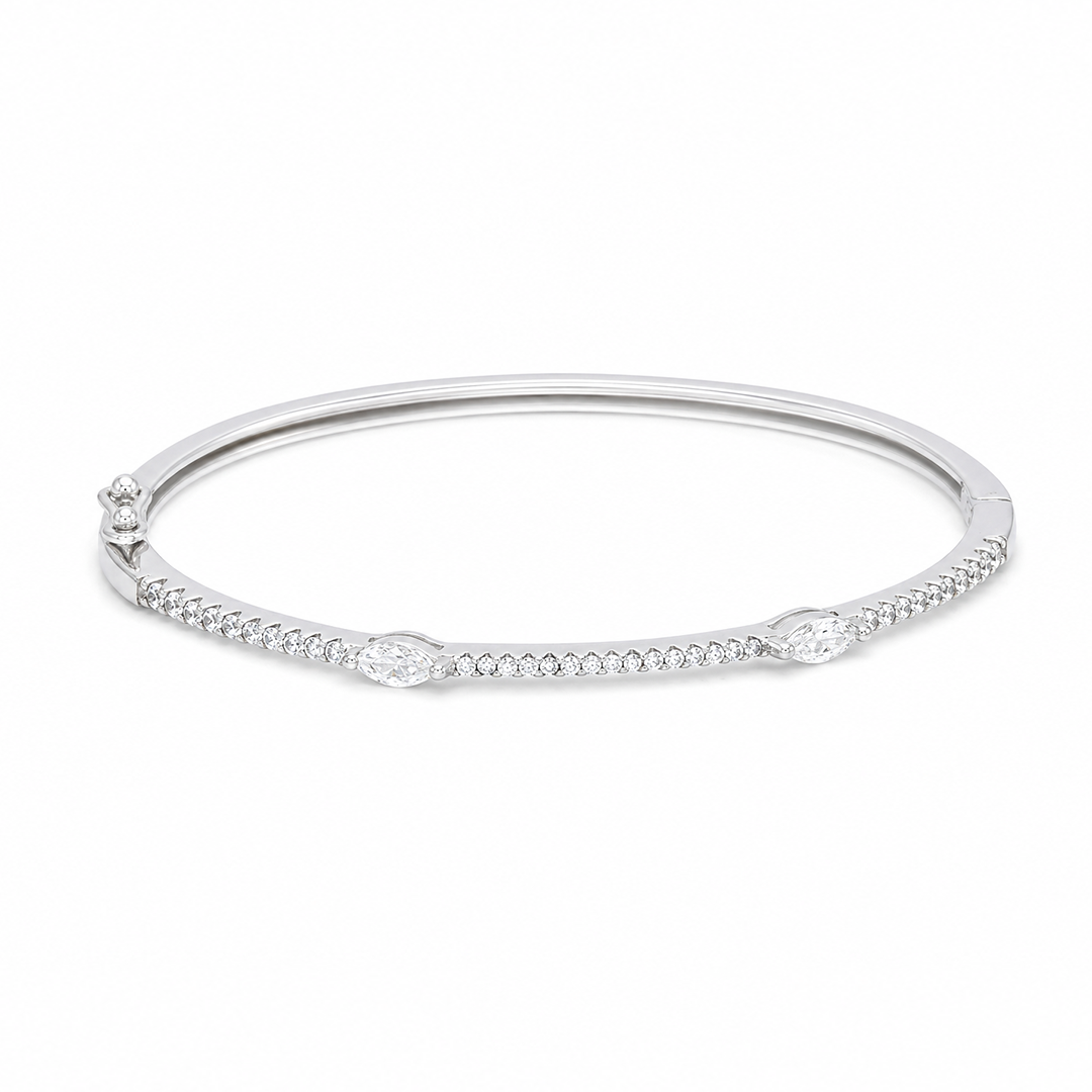 MARQUISE STONED SILVER BANGLE