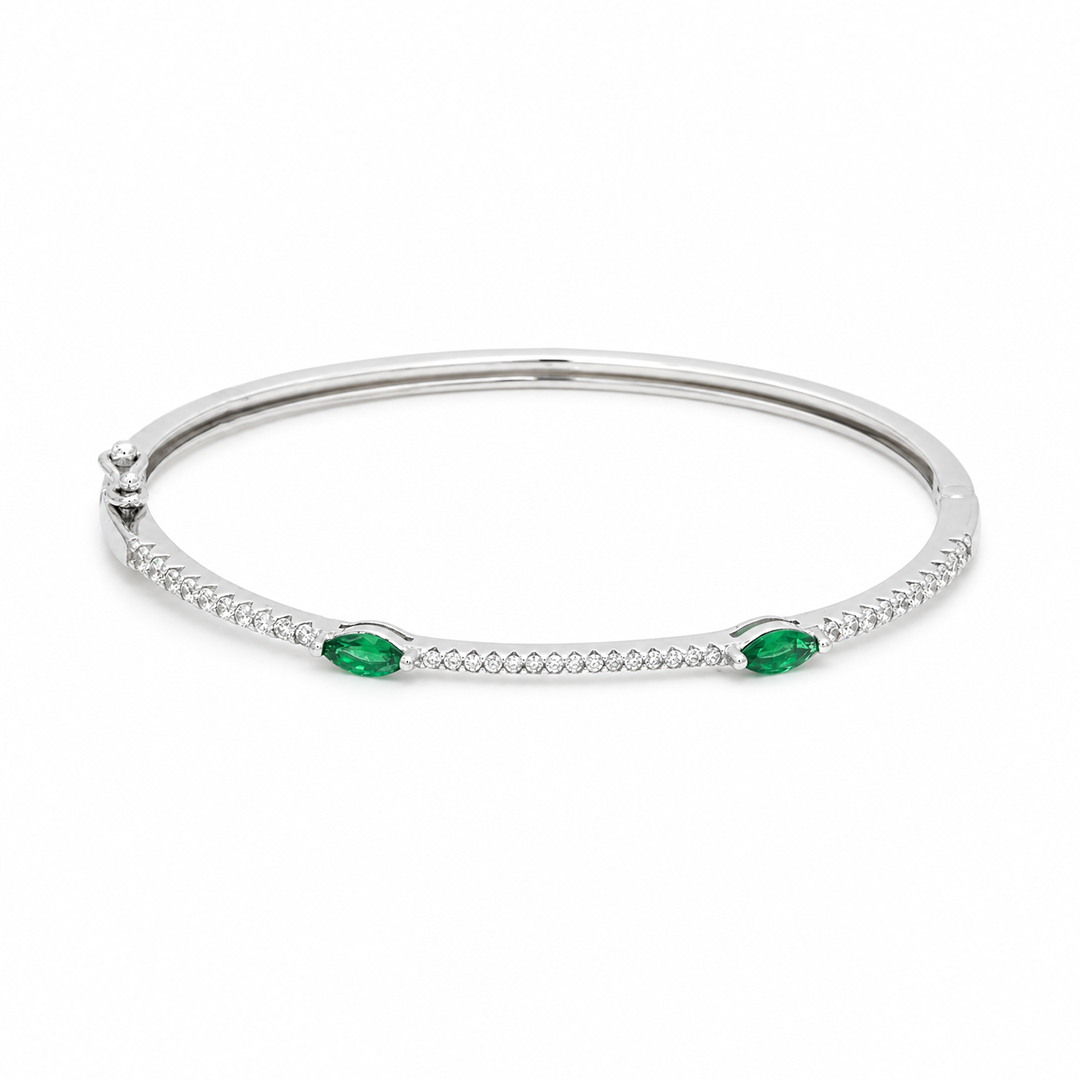 MARQUISE STONED SILVER BANGLE