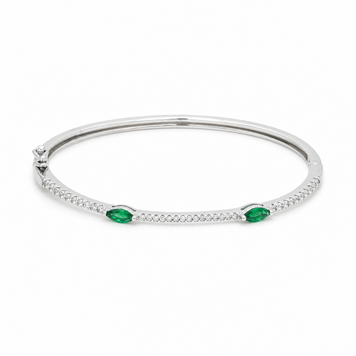 MARQUISE STONED SILVER BANGLE