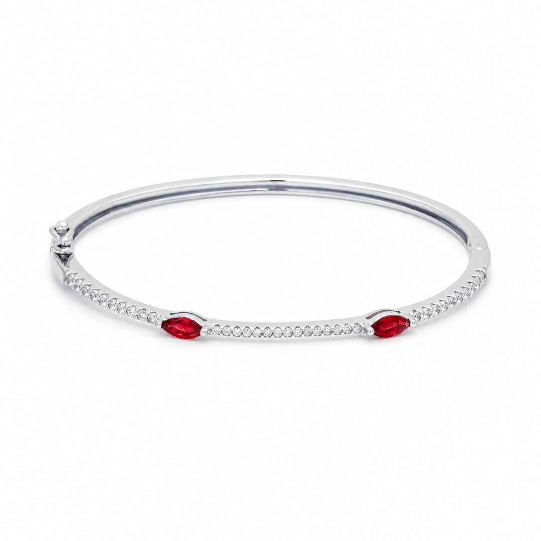 MARQUISE STONED SILVER BANGLE