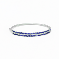 LUXURY THREE ROW HALF TENNIS SILVER BANGLE