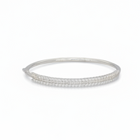 LUXURY THREE ROW HALF TENNIS SILVER BANGLE