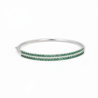 LUXURY THREE ROW HALF TENNIS SILVER BANGLE