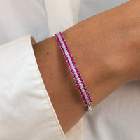 LUXURY THREE ROW HALF TENNIS SILVER BANGLE