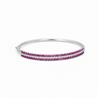 LUXURY THREE ROW HALF TENNIS SILVER BANGLE