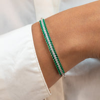 LUXURY THREE ROW HALF TENNIS SILVER BANGLE