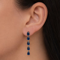 LINE OF PEARS STUD SILVER EARRING