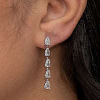 LINE OF PEARS STUD SILVER EARRING