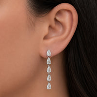 LINE OF PEARS STUD SILVER EARRING