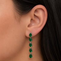 LINE OF PEARS STUD SILVER EARRING