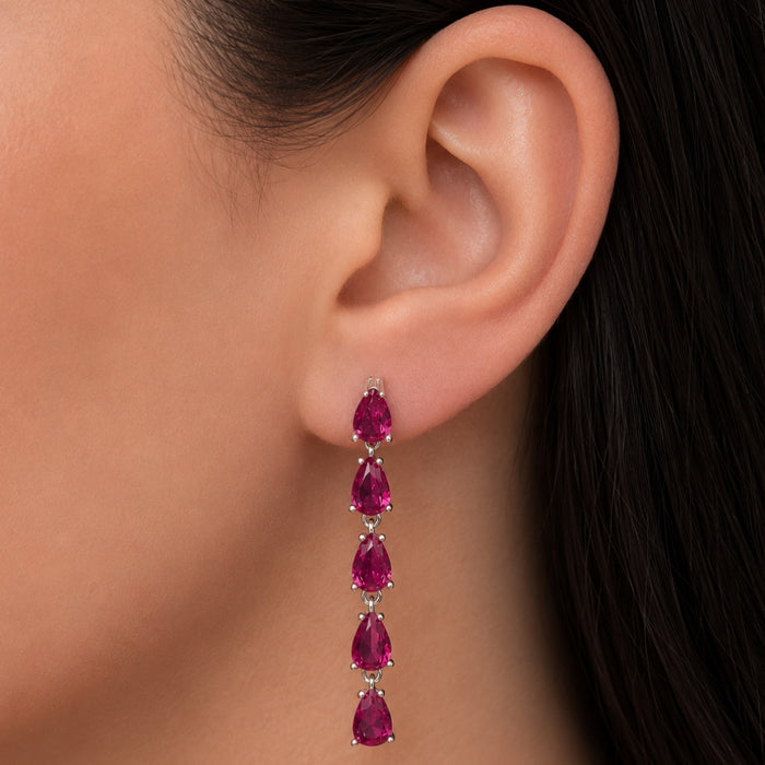 LINE OF PEARS STUD SILVER EARRING
