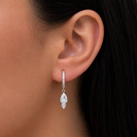 COLORED PEARS & ROUND STONES HOOP SILVER EARRING