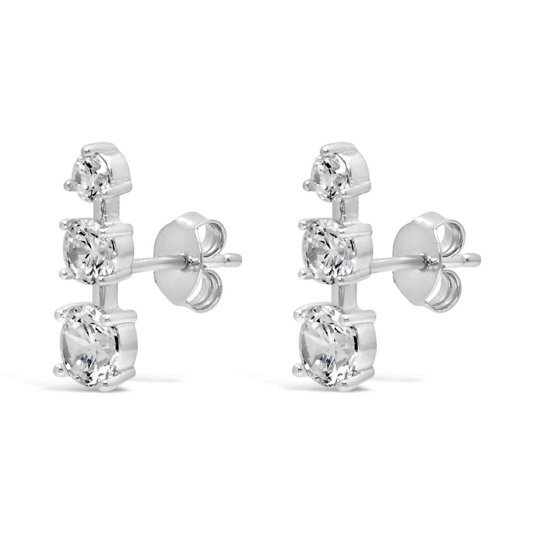 GRADED STRAIGHT ROUNDS STUD SILVER EARRING